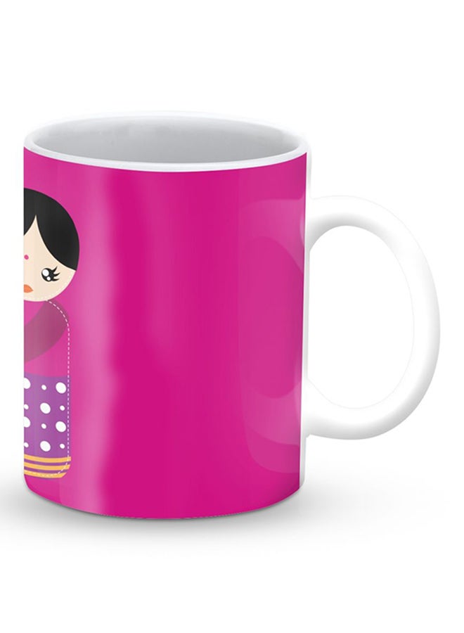 ستايلايزد قدح قهوة فاخر بتصميم دمية هندية وردي/أسود - Image 2