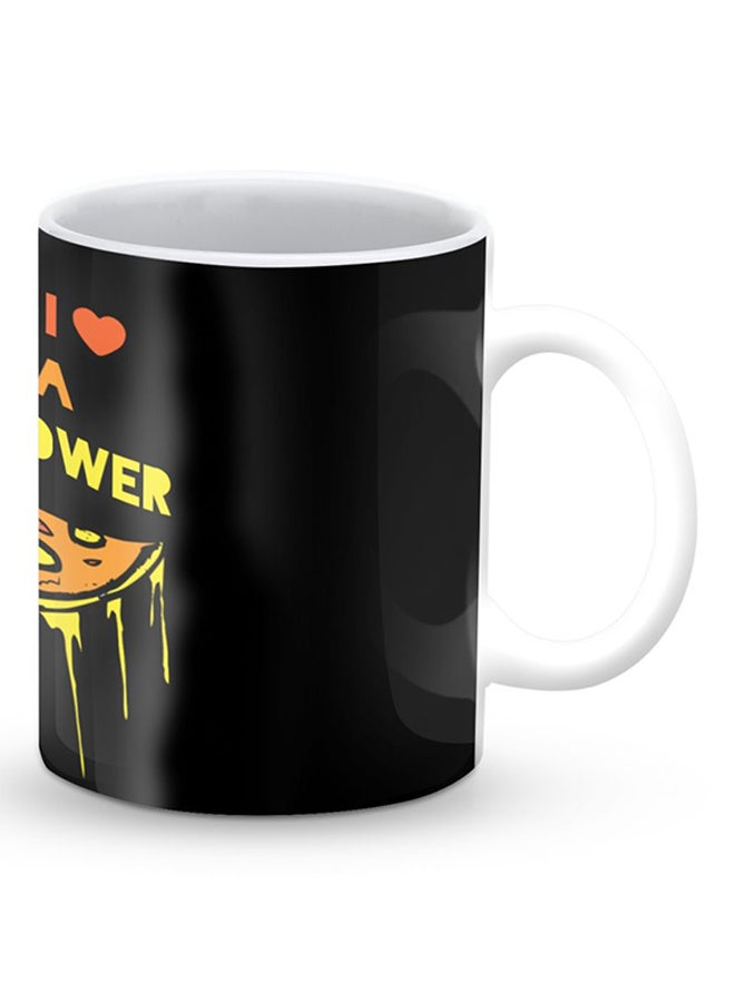 Stylizedd Premium I Love Pizza Designer Mug Black/Yellow/Brown - Image 2