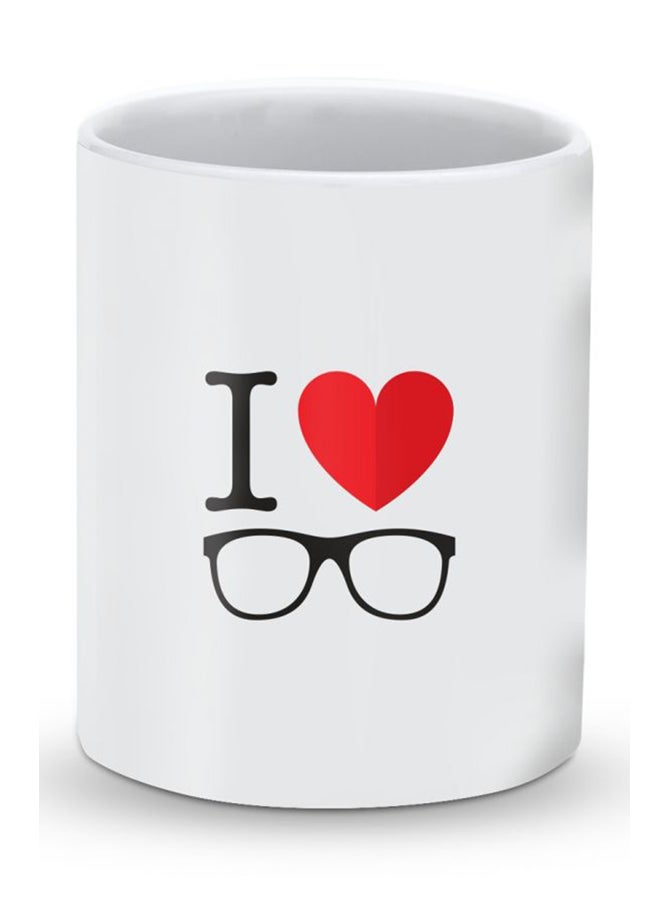 Stylizedd Premium I Love Glasses Designer Mug White/Red - Image 1