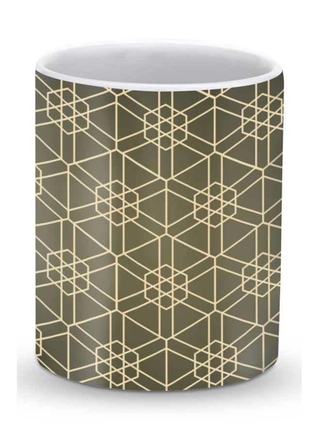 ستايلايزد قدح قهوة فاخر بتصميم هيكساراب أخضر/أصفر - Image 1