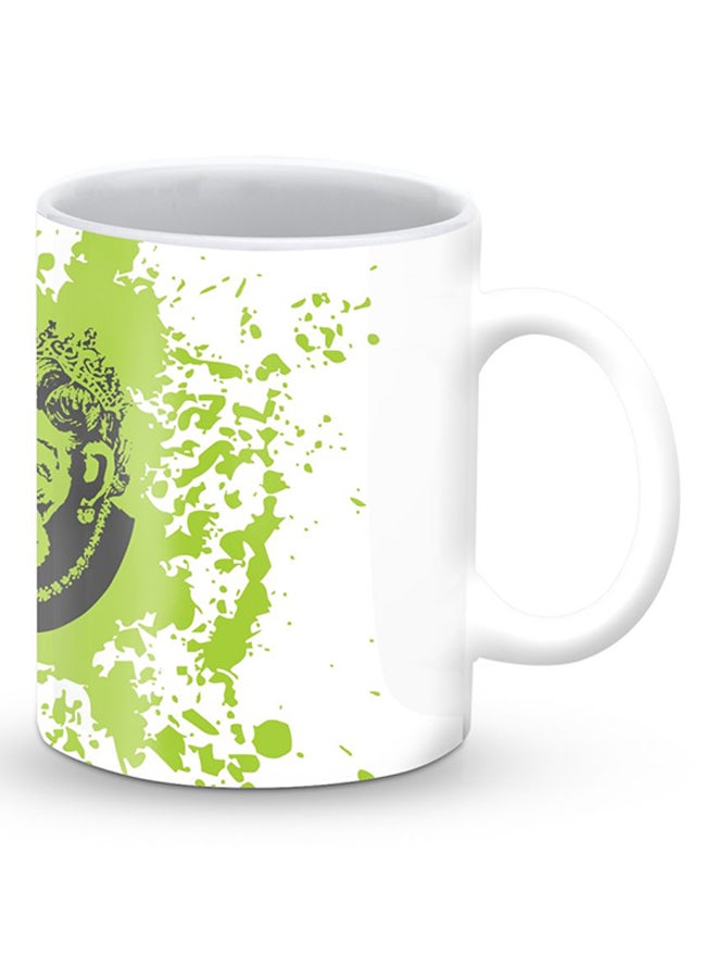 ستايلايزد قدح قهوة فاخر بتصميم ملكة القردة أبيض/أخضر - Image 2