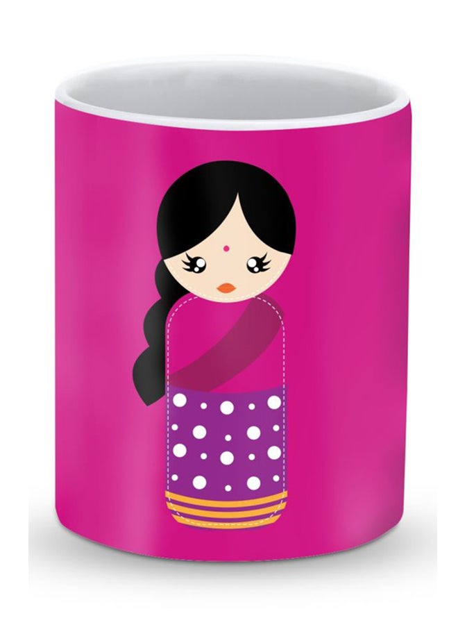 ستايلايزد قدح قهوة فاخر بتصميم دمية هندية وردي/أسود - Image 1