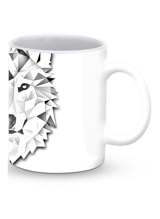 ستايلايزد قدح قهوة فاخر بتصميم بولي الذئب أبيض/رمادي - Image 2