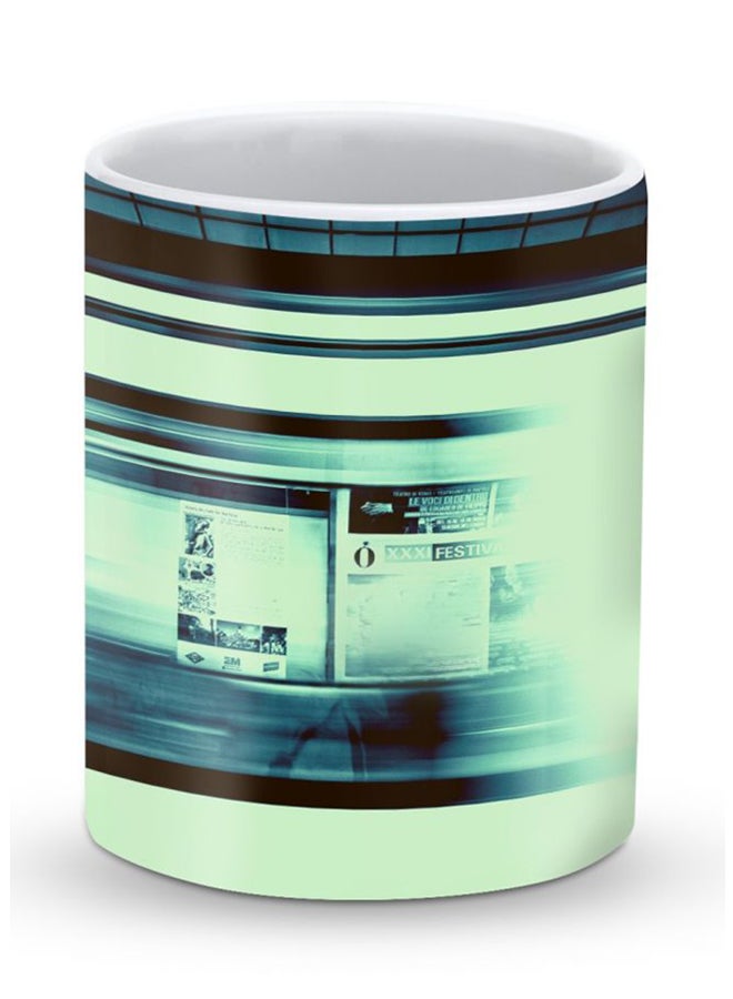 Stylizedd Premium Blurry Station Designer Mug Green/Blue - Image 1