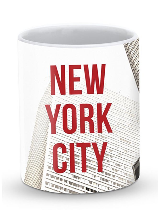 Stylizedd Premium New York Skyscraper Designer Mug White/Red - Image 1