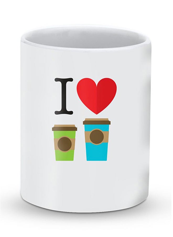 Stylizedd Premium I Love Coffee Designer Mug White/Red/Black - Image 1
