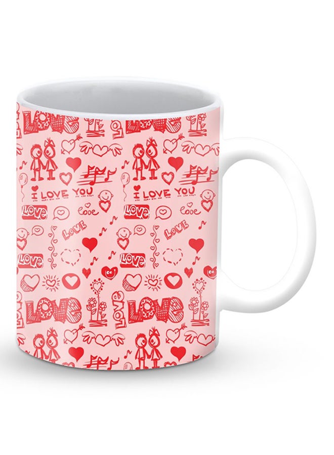 Stylizedd Premium Love Doodle Designer Mug Pink/Red - Image 2