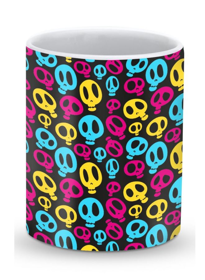 Stylizedd Premium Crazy Skulls Designer Mug Black/Yellow/Blue - Image 1