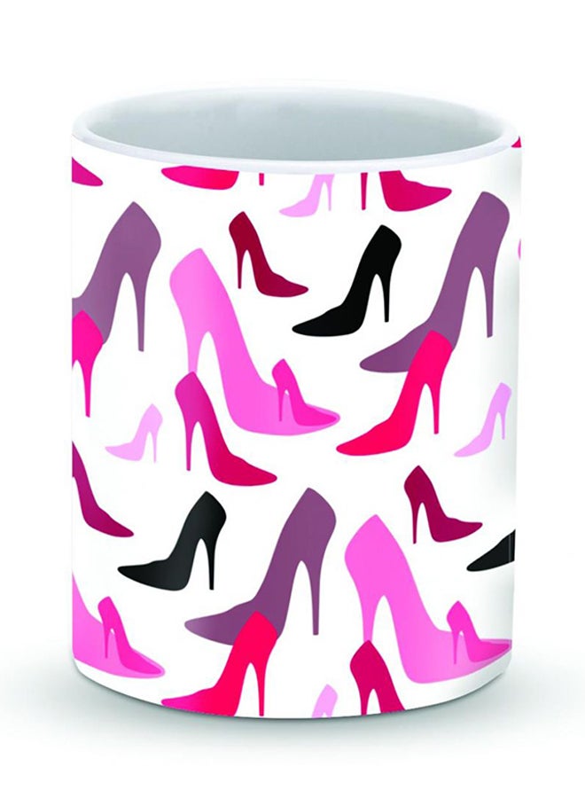Stylizedd Premium Hot Heels Designer Mug White/Pink/Black 325ml - Image 1