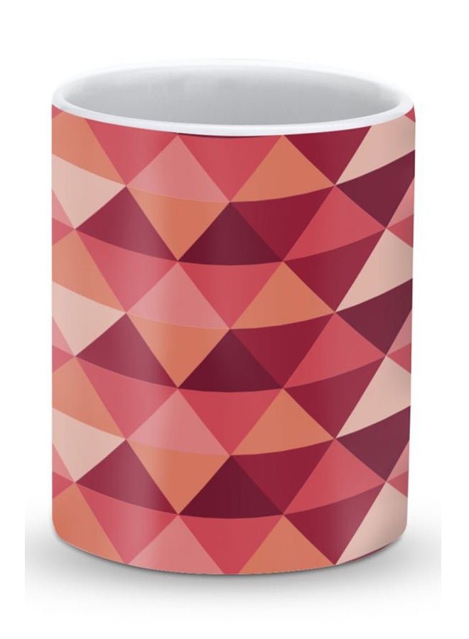 Stylizedd Premium Topsy Turvy Triangles Designer Mug Red/Beige - Image 1