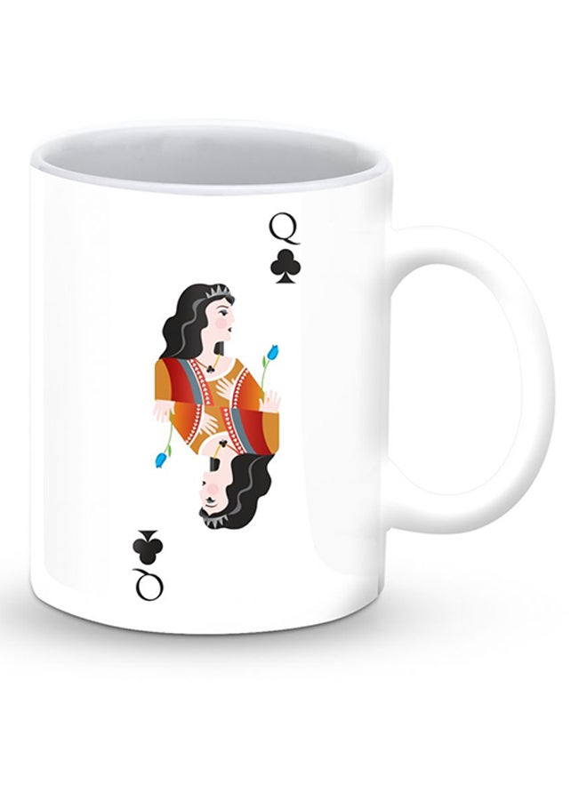 Stylizedd Premium Queen Of Clubs Designer Mug White/Black - Image 2