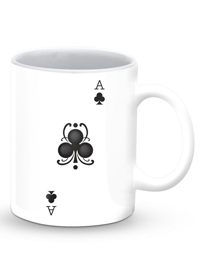 Stylizedd Premium Ace Of Clubs Designer Mug White/Black - Image 2
