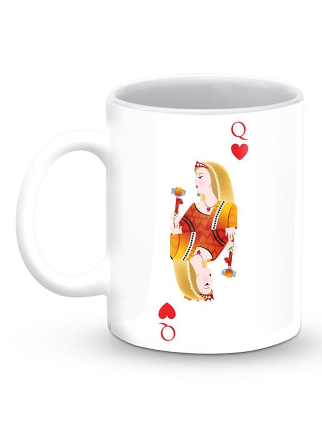 Stylizedd Premium Queen Of Hearts Designer Mug White/Yellow/Red - Image 1
