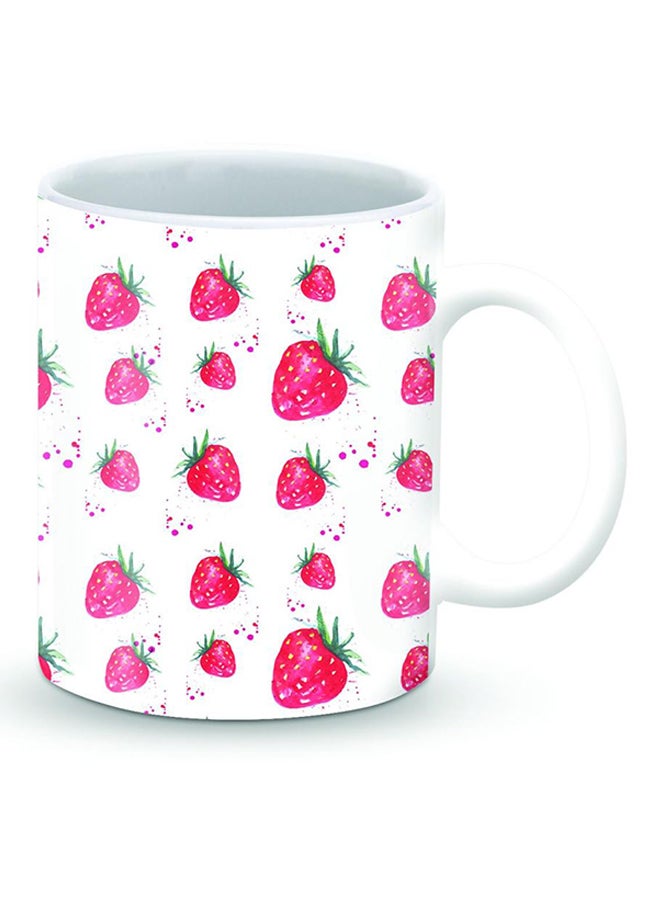 ستايلايزد قدح قهوة فاخر بتصميم الفراولة الغاطسة أبيض/ وردي - Image 2