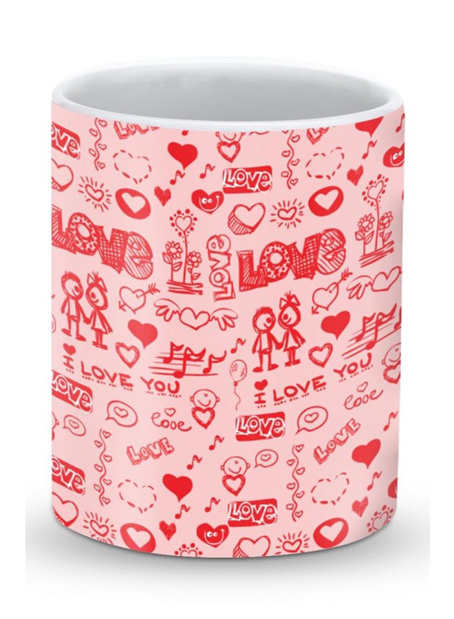 Premium Love Doodle Designer Mug Pink/Red - v1511959432/N12794064A_1