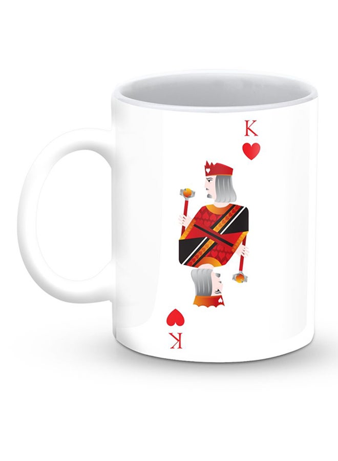 Stylizedd Premium King Of Hearts Designer Mug White/Red - Image 1