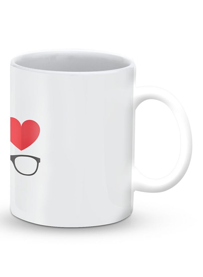 Stylizedd Premium I Love Glasses Designer Mug White/Red - Image 2