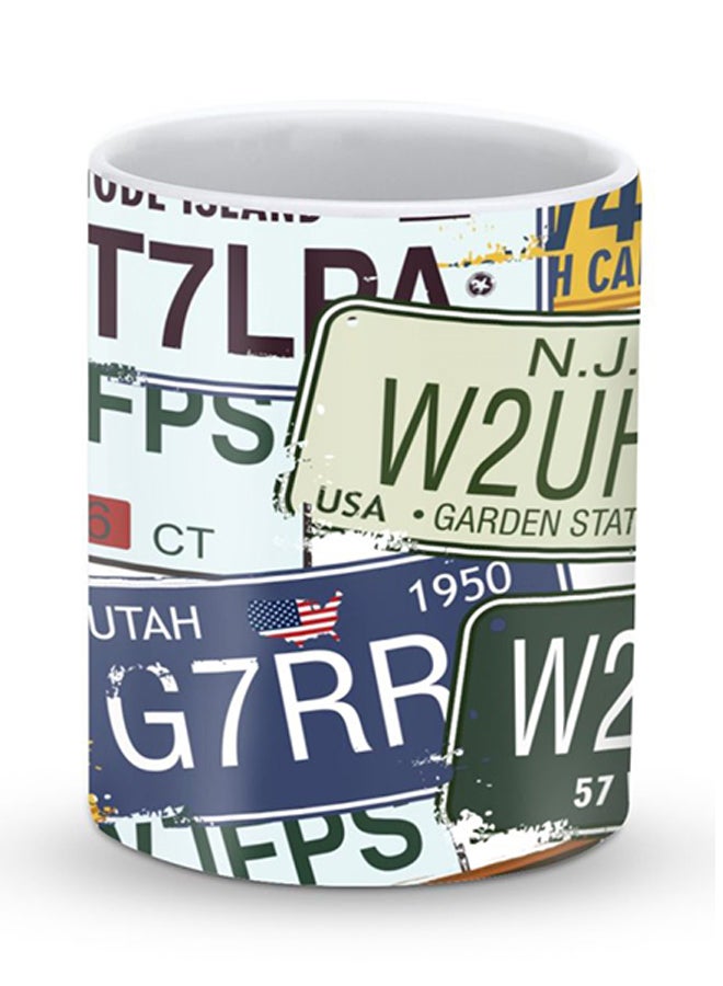 Stylizedd Premium Number Plates Designer Mug Multicolour - Image 1