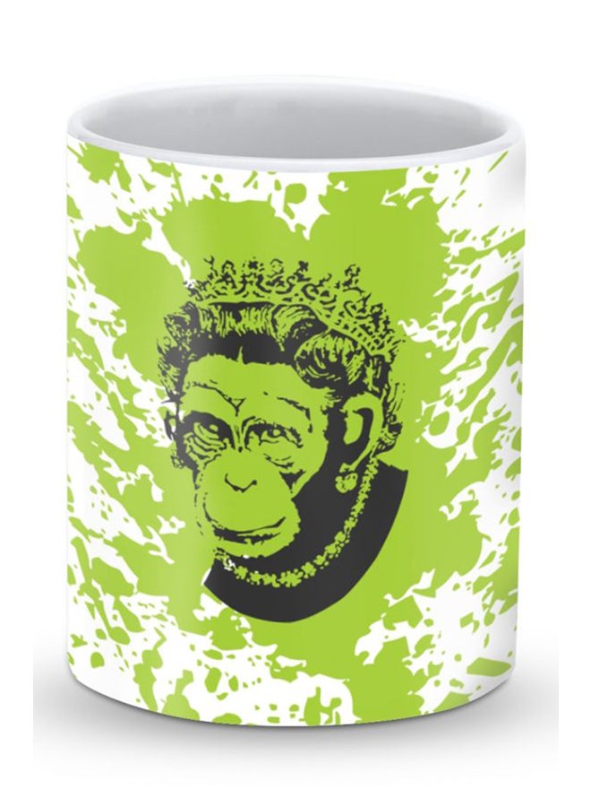ستايلايزد قدح قهوة فاخر بتصميم ملكة القردة أبيض/أخضر - Image 1