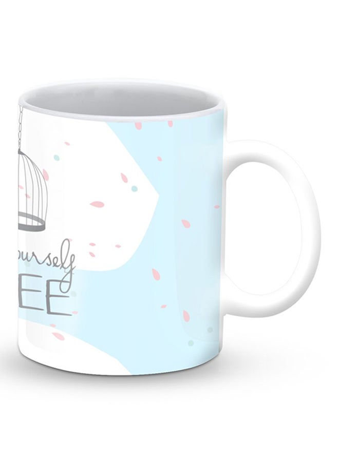 Stylizedd Premium Set Yourself Free Designer Mug White/Blue - Image 2