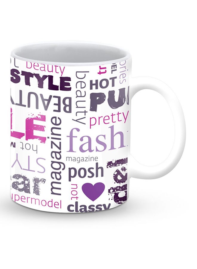 ستايلايزد قدح قهوة فاخر بتصميم بيان الأزياء أبيض/ وردي - Image 2