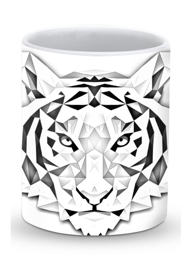 ستايلايزد قدح قهوة فاخر بتصميم النمر القطبي أبيض/رمادي - Image 1