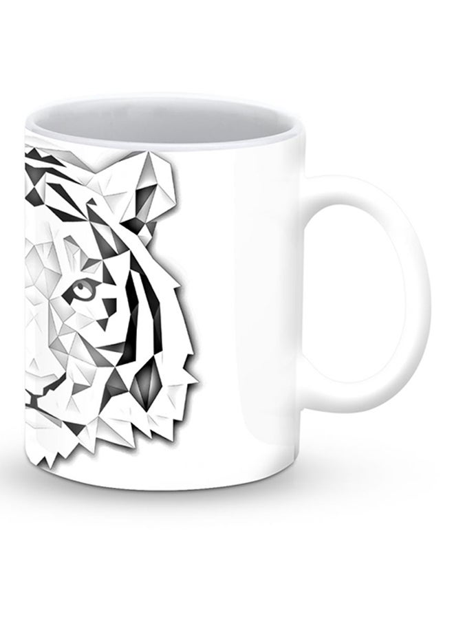 ستايلايزد قدح قهوة فاخر بتصميم النمر القطبي أبيض/رمادي - Image 2
