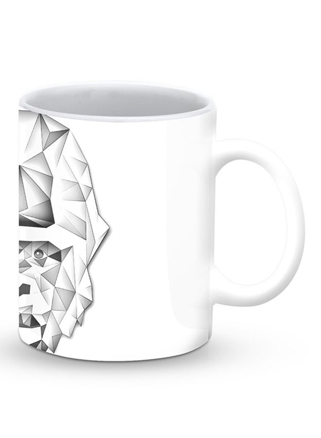 ستايلايزد قدح قهوة فاخر بتصميم القرد بولي أبيض/رمادي - Image 2