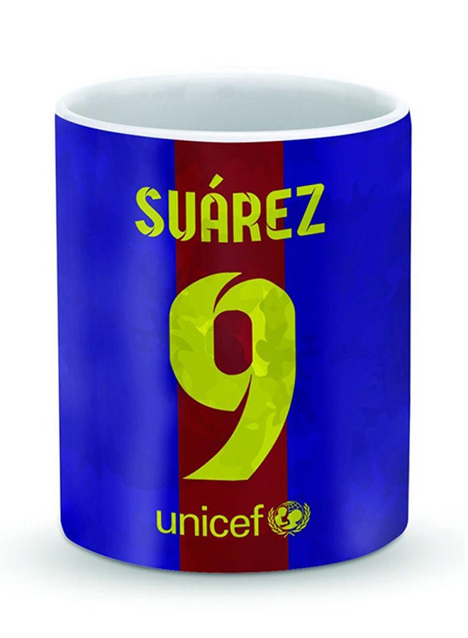 Stylizedd Premium Suarez Barca Jersey Designer Mug Blue/Green/Red 325ml  - Image 1