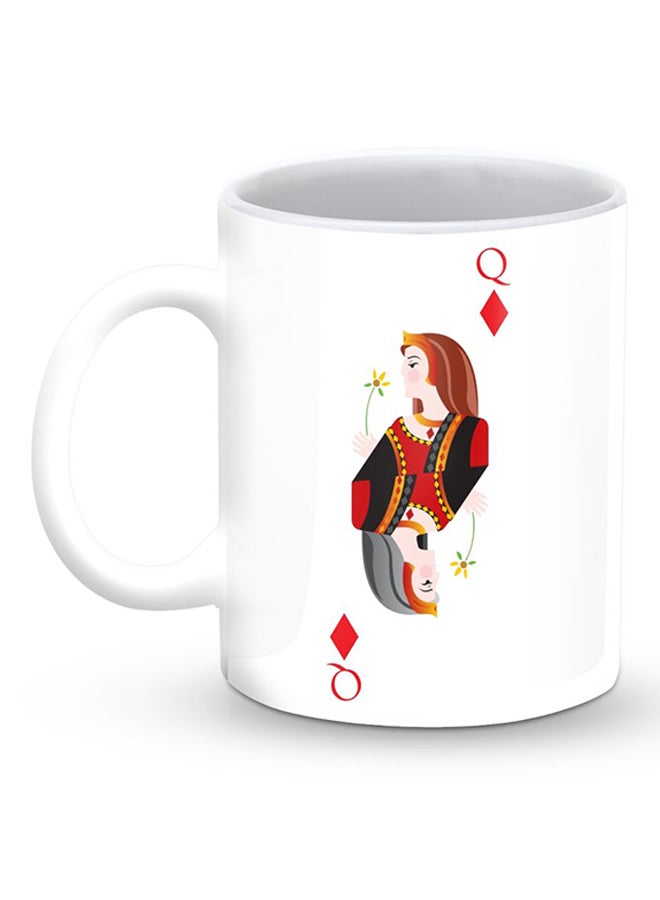 Stylizedd Premium Queen Of Diamonds Designer Mug White/Red - Image 1