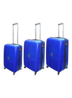 HIGHFLYER Unbreakable Hardside 3 Piece Luggage Trolley Set Blue  - Image 1