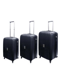 HIGHFLYER Unbreakable Hardside 3 Piece Luggage Trolley Set Black  - Image 1