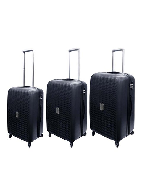 Unbreakable Hardside 3 Piece Luggage Trolley Set Black