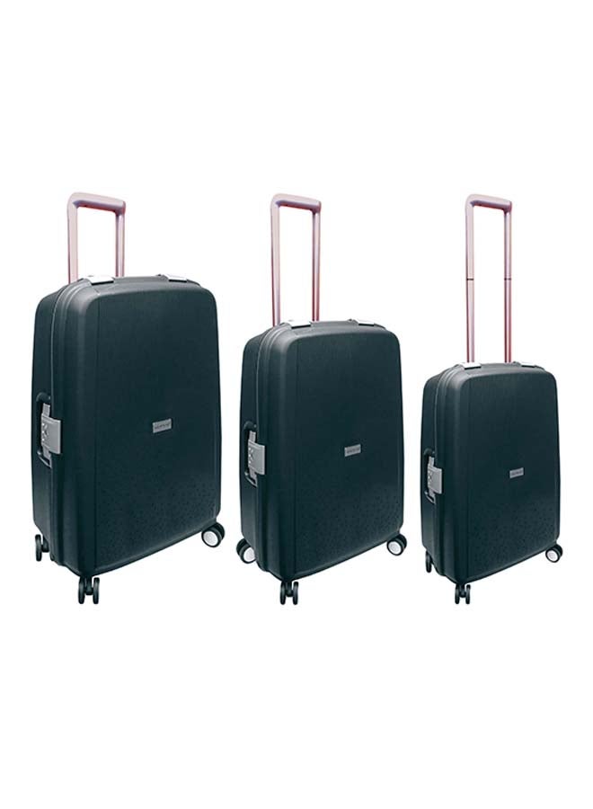 HIGHFLYER - Unbreakable Hardside 3 Piece Luggage Trolley Set Black - Image 1