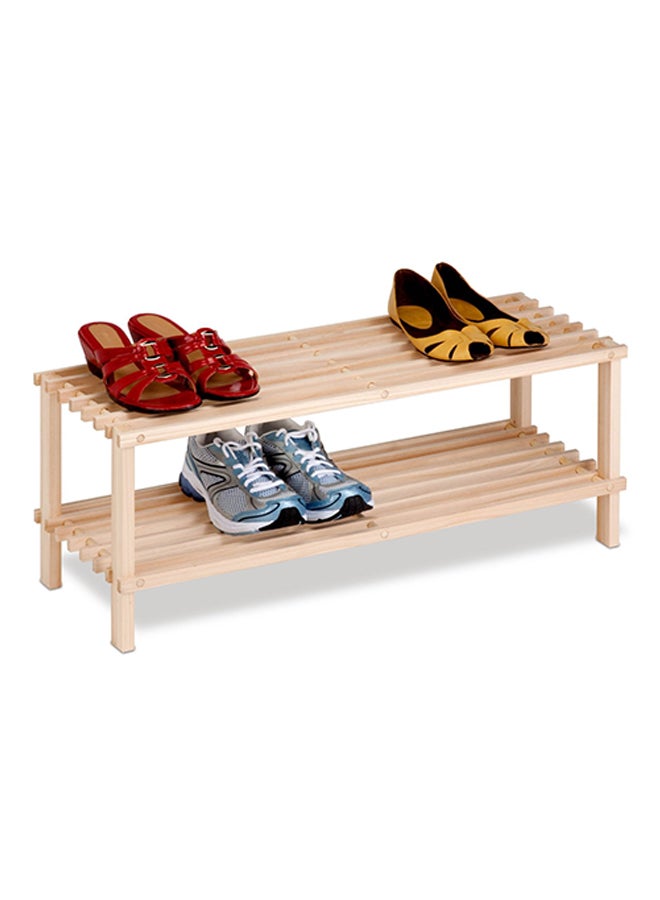 Honey Can Do 2-Tier Unfinished Natural Wood Shoe Rack Brown 29.7x1.6x11inch - Image 1
