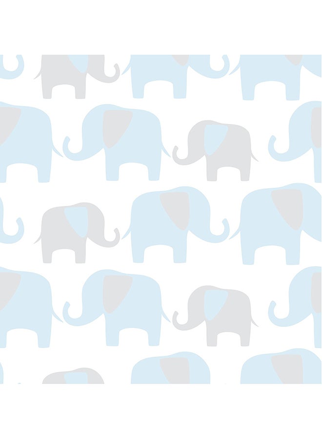 Wall Pops - Elephant Parade Peel And Stick Wallpaper Blue 20.5 x 0.1 x 216inch - Image 1