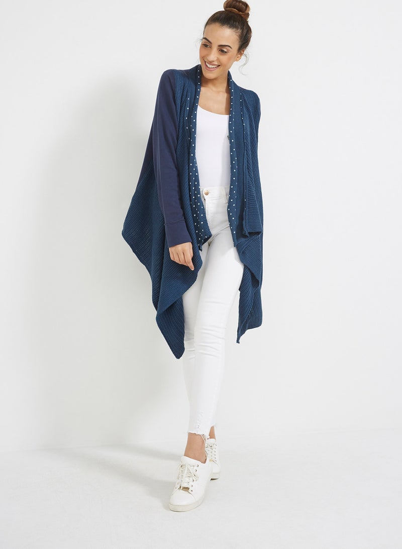V&L - Polka Dot Full Sleeve Cardigan Blue - Image 1