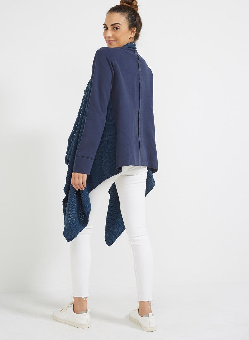 V&L - Polka Dot Full Sleeve Cardigan Blue - Image 1