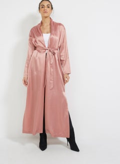 Satin Maxi Duster Jacket Pink