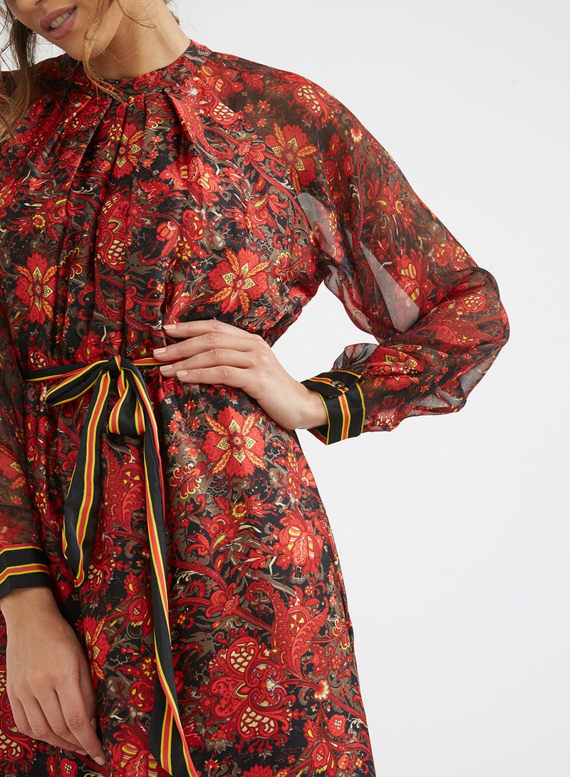Seden - Floral Print Maxi Dress Red - Image 1