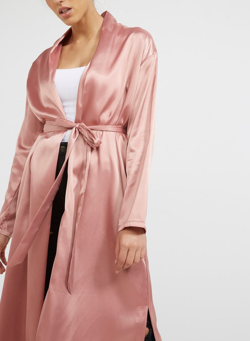 PRETTY LAVISH - Satin Maxi Duster Jacket Pink - Image 1