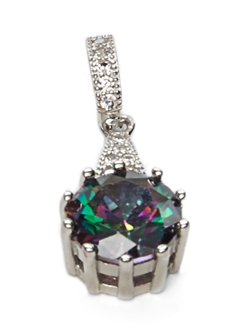 AK Jewels - 925 Sterling Silver Round Shaped Mystique Topaz Stone Studded Jewellery Set - Image 1
