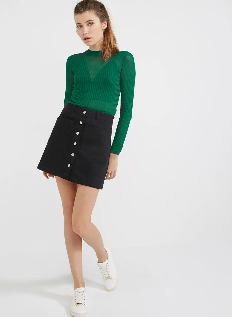 WOOD WOOD Long Sleeve Daria Pullover Green