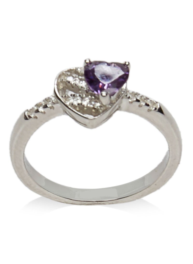 AK Jewels - 925 Sterling Silver Heart Shaped Crystal Studded Jewellery Set - Image 1