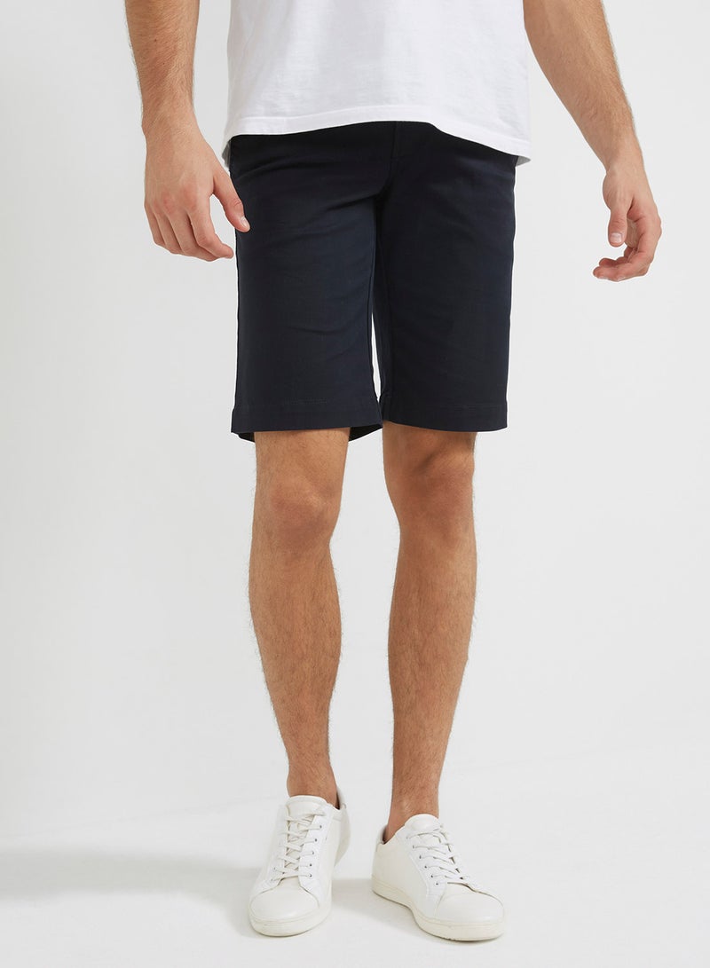 Lois - Plain Bermuda Shorts 469 Navy Blue - Image 1