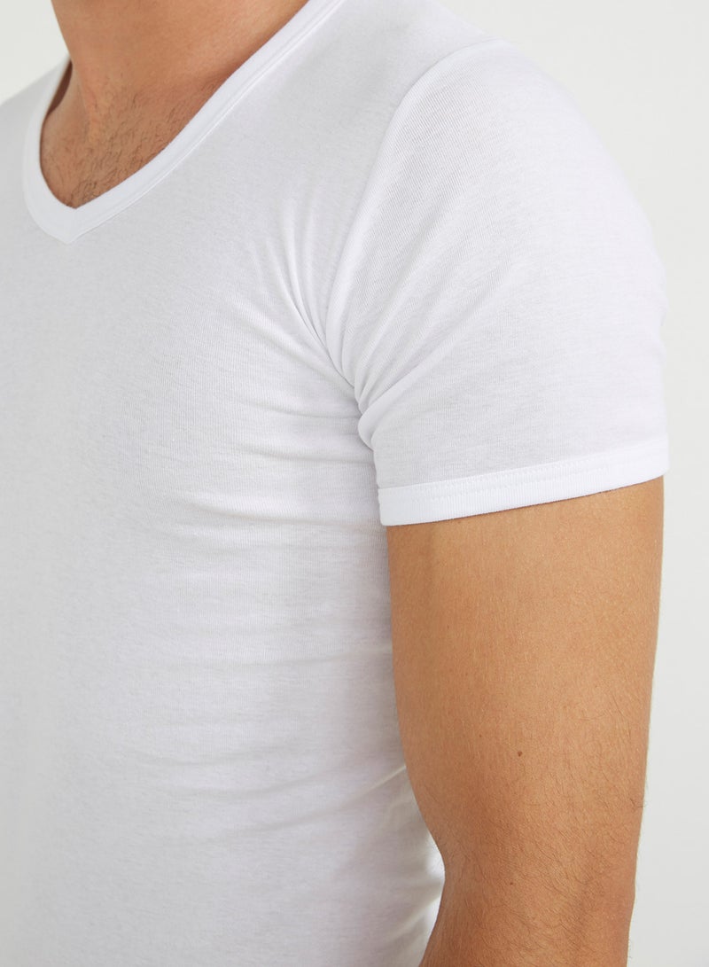 BYC - V Neck Short Sleeve Inner T-Shirt White - Image 1
