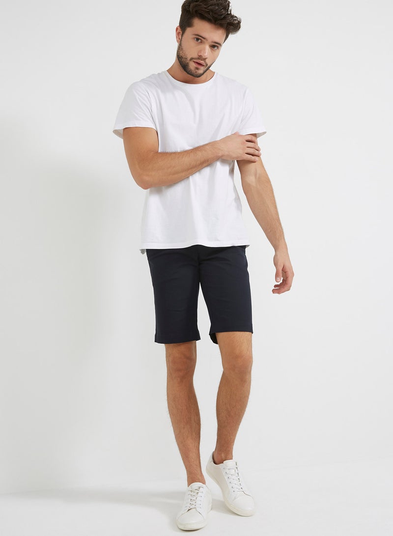 Lois - Plain Bermuda Shorts 469 Navy Blue - Image 1