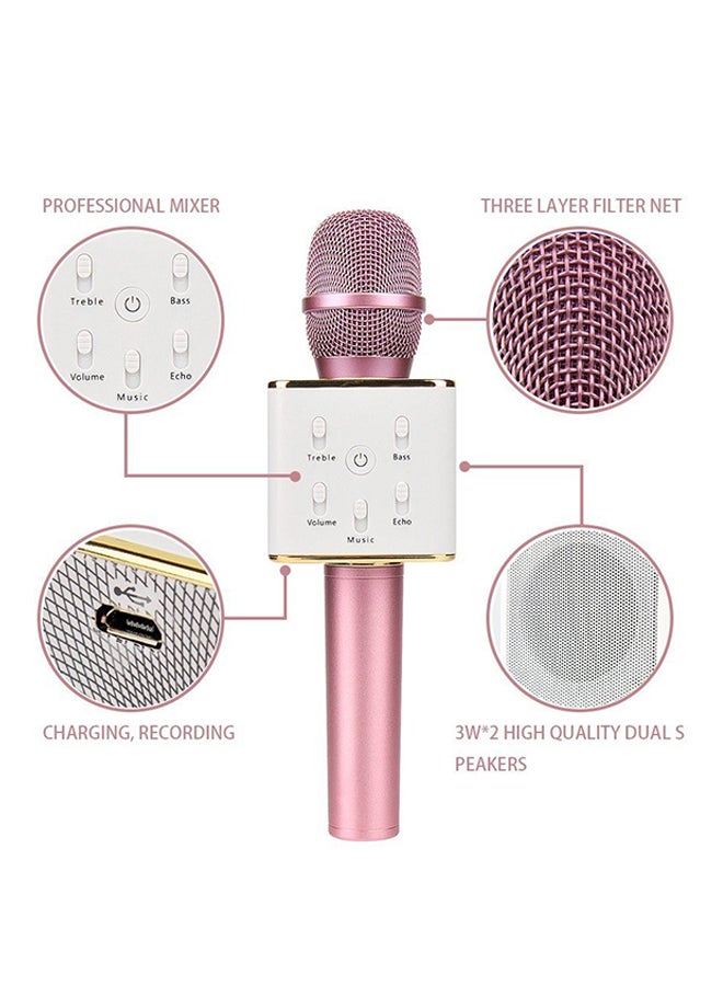 Q7 Wireless Handheld Karaoke Microphone Pink/White - Image 5