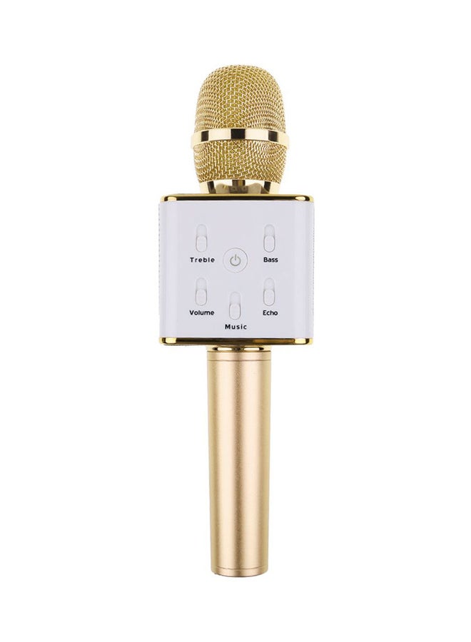Q7 Wireless Karaoke Microphone With USB Port White/Gold - Image 1