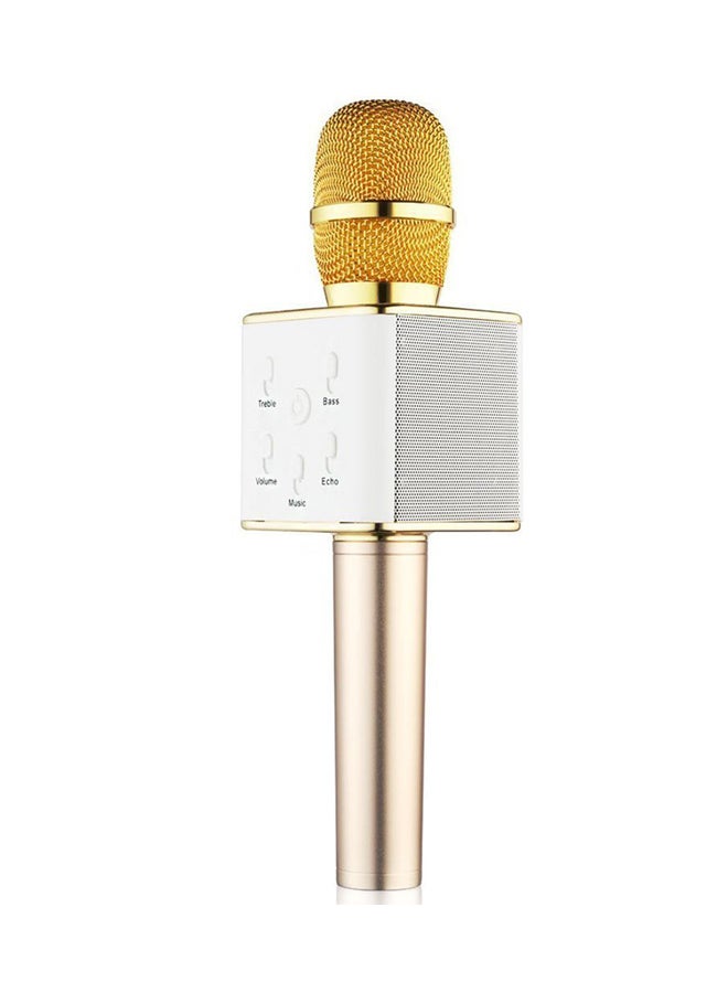 Q7 Wireless Karaoke Microphone With USB Port White/Gold - Image 2
